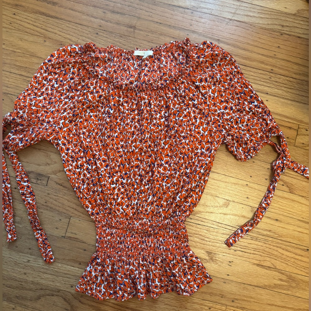 Maje Red and White Patterned Blouse